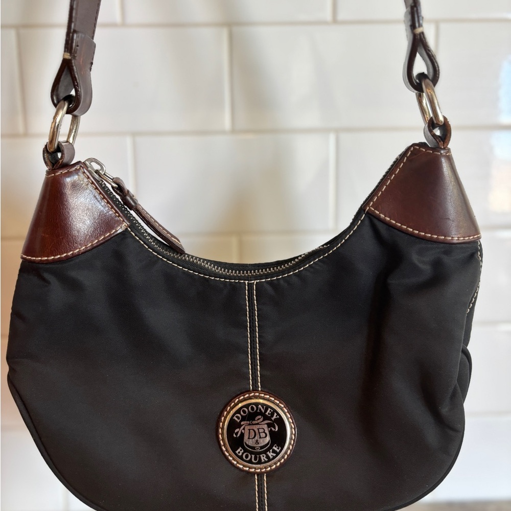 Dooney & Bourke Wayfarer Black Hobo Bag with Brown Accents
